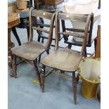 SET OF FOUR TWENTIETH CENTURY OAK DINING CHAIRS, SOLID SEATS ON TURNED BULBOUS SUPPORTS (4)