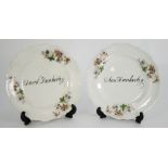 PAIR OF 19th CENTURY MIDDLESBROUGH POTTERY CHRISTENING PLATES, 'Anne Dunkerley' and 'David