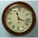 ANSONIA CLOCK CO, NEW YORK, WOODEN CASED SPRING DRIVEN WALL CLOCK, 12" (30.5cm) diameter roman dial,