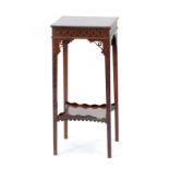 EARLY 20th CENTURY CHIPPENDALE STYLE CARVED MAHOGANY JARDINIERE STAND, the moulded square top