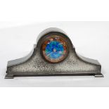 EARLY 20th CENTURY 'TUDRIC' PLANISHED PEWTER CASED DOME TOP MANTEL CLOCK with French movement, the