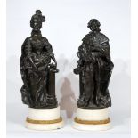 CAST AFTER MODELS BY PIERRE ETIENNE DANIEL CAMPAGNE (b. 1851), A PAIR OF BRONZE FIGURES OF LOUIS XVI