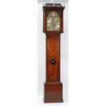 EIGHTEENTH CENTURY INLAID OAK LONGCASE CLOCK, signed John Melling, Chester, the 12 1/2" brass dial