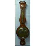 19th CENTURY MAHOGANY MERCURY TUBE WHEEL BAROMETER, inscribed A. Rivolta, with brass register plate,