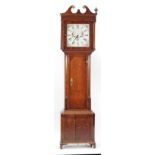 EARLY 19th CENTURY OAK AND MAHOGANY CROSSBANDED LONGCASE CLOCK SIGNED GASKELL 1817, the 12 1/2"