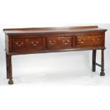18th CENTURY AND LATER COMPOSITE OAK DRESSER, the moulded oblong one piece top above three short