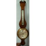 P. A. TARONE & CO, BRISTOL, 19th CENTURY INLAID MAHOGANY BANJO BAROMETER, the 8" silvered dial