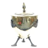 AN IMPRESSIVE REGENCY WINE COOLER in heavy gauge brass (formally gilded) of kettle drum form,