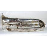 INTER-WAR YEARS BOOSEY & CO. SILVER PLATED BRASS TUBA, Imperial model 'Solbron' Class A,