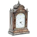 LATE 19th CENTURY CHINESE EXPORT MANTEL CLOCK WITH MOTHER OF PEARL INLAID WOODEN CASE with Canton