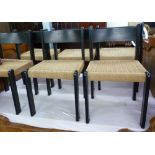 SET OF SIX BLACK MODERN SINGLE DINING CHAIRS (6)