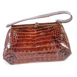 LADY'S CROCODILE HANDBAG, with purse and mirror to the interior