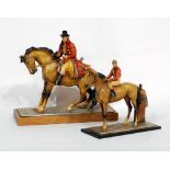 COLD PAINTED SPELTER TABLE LIGHTER, MODELLED AS DICK TURPIN ON HORSEBACK, 9" x 10" (22.8cm x 25.4cm)