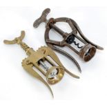 CIRCA 1880 JAMES HEELEY & SONS A1 6006 PATENT DOUBLE LEVER STEEL CORKSCREW, TOGETHER WITH A BRASS