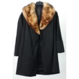 LADY'S BROWN BEAVER LAMB FULL LENGTH COAT, hook fastening and full sleeves, A BROWN SHEEP SKIN