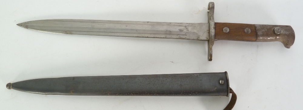 SCHMIDT - RYBIN SWISS WORLD WAR II KNIFE BAYONET, having double edge pointed blade stamped