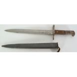 SCHMIDT - RYBIN SWISS WORLD WAR II KNIFE BAYONET, having double edge pointed blade stamped