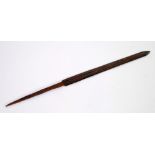 AGED JAPENESE CAST METAL SPEAR HEAD double edged and part fullered and having simple chiselled