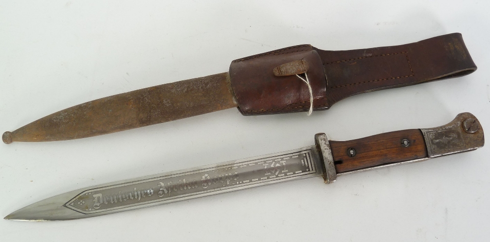 GERMAN THIRD REICH K98 KNIFE BAYONET CIRCA 1939/45, the bright metal blade etched Deutaches Afrika