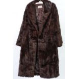 A DARK FUR THREE QUARTER LENGTH COAT, AND A MUSQUASH DITTO (2)