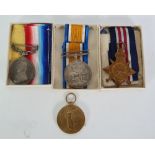 MILITARY MEDAL GROUP OF FOUR GEORGE V WORLD WAR I MEDALS AWARDED TO 9077 BOMBADIER J.F. SMITH, 108/