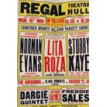 REGAL THEATRE HULL, FOLDED ORIGINAL THEATRE POSTER, starring Norman Evans, Lita Roza and Stubby