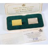 THE ROYAL WEDDING STAMP REPLICA ISSUE, HRH THE PRINCESS ANNE & CAPTAIN MARK PHILLIPS, 22CT GOLD