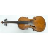 LATE NINETEENTH CENTURY, PROBABLY GERMAN VIOLIN, with 14" (35.5cm) two piece back, lacks strings,