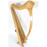 MODERN 32 STRING HARP, with blonde wood frame with painted thistle decoration, 41" (104cm) high