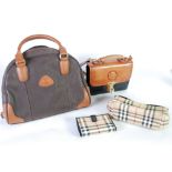 TARTAN CHECK HANDBAG AND MATCHING LADY'S WALLET, both bearing labels for Burberry, London and with