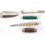 JOH. ENGSTROM, ESKILSTUNA, SWEDEN, SMALL FOLDING KNIFE, in white metal tipped wooden sheath/