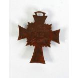 GERMAN THIRD REICH - MOTHERS CROSS, bronze coloured metal and blue and white enamel reverse