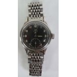 1940s OMEGA STAINLESS STEEL CASED MILITARY BROAD ARROW MANUAL WINDING WWW 30T2 WRISTWATCH, 35mm
