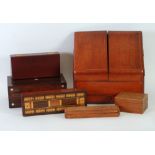 VICTORIAN MAHOGANY STATIONARY BOX, with fitted interior and full width shallow draw, 11 ¼" x 12" x 6