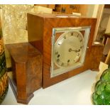 ARMSTRONG, MANCHESTER ART DECO WALNUTWOOD MANTEL CLOCK, WITH EIGHT DAYS STRIKING AND CHIMING