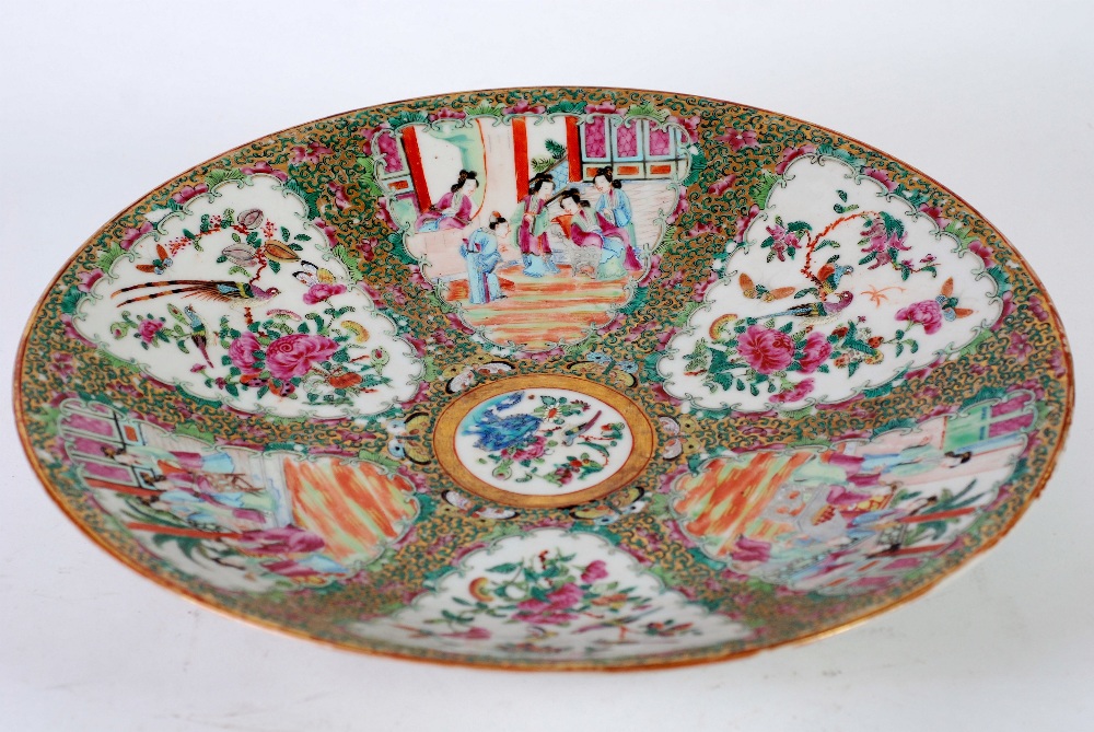 EARLY TWENTIETH CENTURY CHINESE CANTON FAMILLE ROSE PLAQUE, decorated with four reserves with