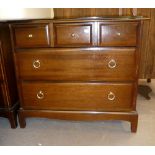 STAG MAHOGANY BEDROOM OF FIVE PIECES WITH A PAIR OF TWO DOOR WARDROBES, A DOUBLE DIVAN HEADBOARD,