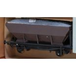 TWO PROBABLY BACHMANN BRASS MODELS OF COAL WAGON AND HOPPER WAGON with coal and stone loads and