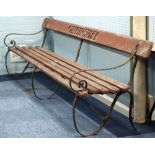 PATRICROFT (MANCHESTER) RAILWAY STATION SEAT, the shoulder board with hollowed out reserve and