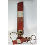 SMALL, PROBABLY EARLY 20th CENTURY, LMS PAINTED WOOD AND CAST IRON SIGNAL ARM painted red and