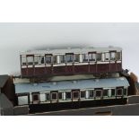 THREE SCRATCH BUILT '0' GAUGE COMPOSITE COACHES comprising two first/third coaches and a third/