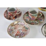 THREE LATE EIGHTEENTH/EARLY NINETEENTH CENTURY CHINESE FAMILLE ROSE PORCELAIN TEA CUPS AND THREE