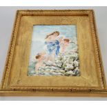 E. GUILLERMAN(?) LATE 19th CENTURY HAND PAINTED PARIS PORCELAIN PLAQUE, oblong form, decorated