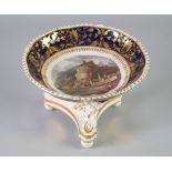 EARLY NINETEENTH CENTURY PORCELAIN BLOOR DERBY FRUIT BOWL circular and painted with a coastal