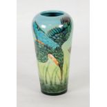 SALLY TUFFIN FOR DENNIS CHINA WORKS, LIMITED EDITION TUBE LINED POTTERY 'Kingfisher' VASE, of