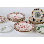 SIX LATE VICTORIAN DERBY CROWN PORCELAIN CO. 'JAPAN' DECORATED SOUP DISHES, THREE MATCHING PLATES,