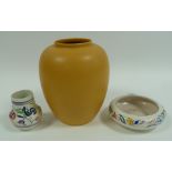 FOUR PIECES OF MODERN FLORAL PAINTED POOLE POTTERY, COMPRISING; TWO VASES, 3 3/4" (9.5cm) high,