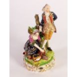 A LATE EIGHTEENTH/EARLY NINETEENTH CENTURY DERBY PORCELAIN GROUP, MODELLED AS AN ELEGANTLY ATTIRED