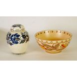 TWO PIECES OF CHARLOTTE RHEAD BURSLEY WARE TUBE LINED POTTERY, COMPRISING; FOOTED BOWL, decorated in