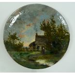 NINETEENTH CENTURY HAVILAND AND CO., HAND PAINTED POTTERY PLATE, typical form, impasto painted in